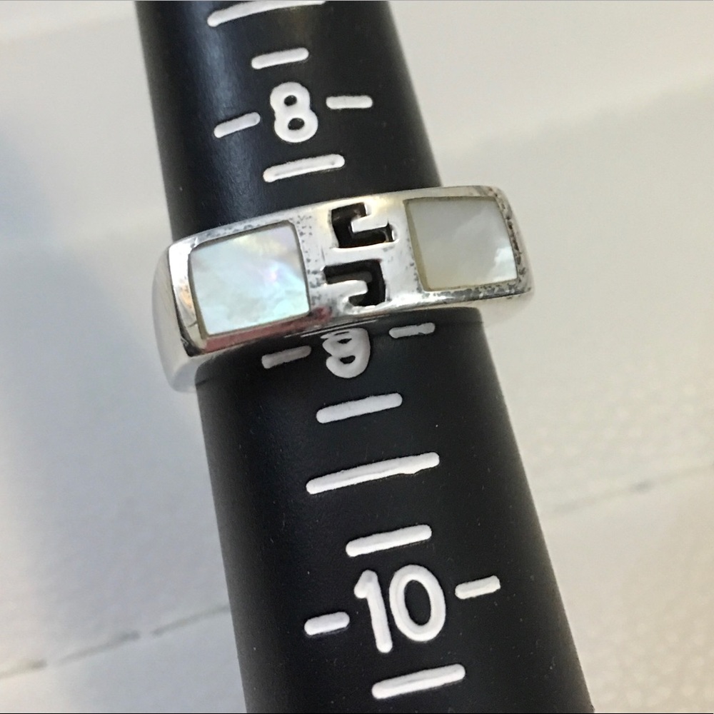 Mother of Pearl Abalone Vintage Sterling Silver Ring Sz 8.75
